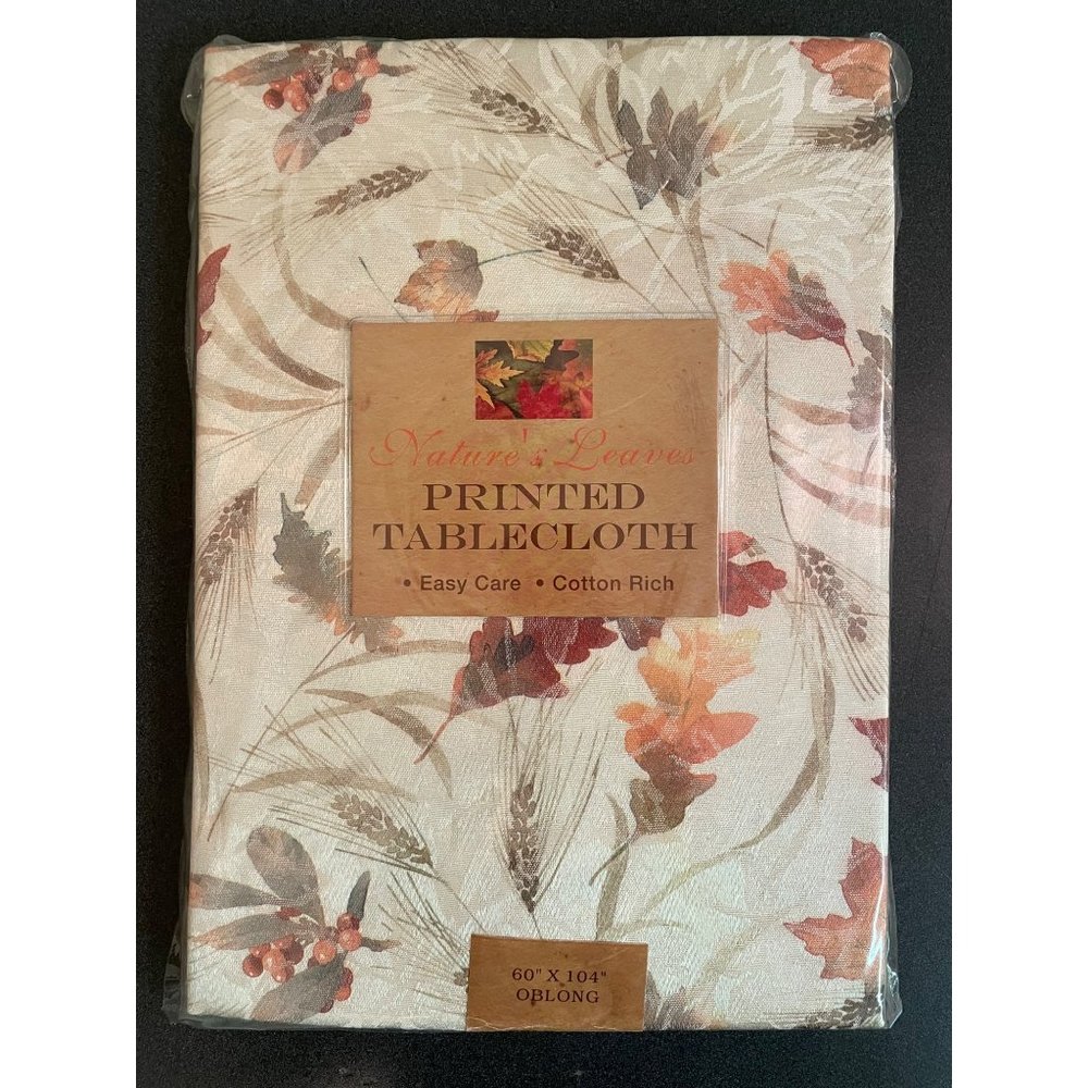 Benson Mills Nature's Leaves Printed Tablecloth 60"x104" Oblong Thanksgiving NWT